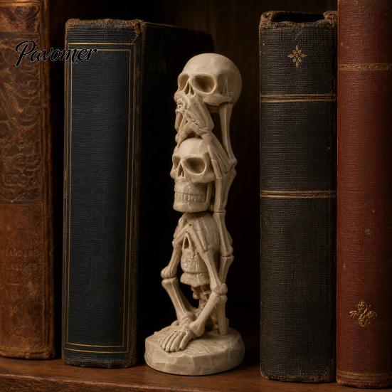 Декорация Череп Ужаса, 3D-печатная штабелируемая фигурка, Готическая статуэтка «Не говори, не слышь, не видишь», для вечеринки на Хэллоуин, для дома и офиса, прочная скульптура