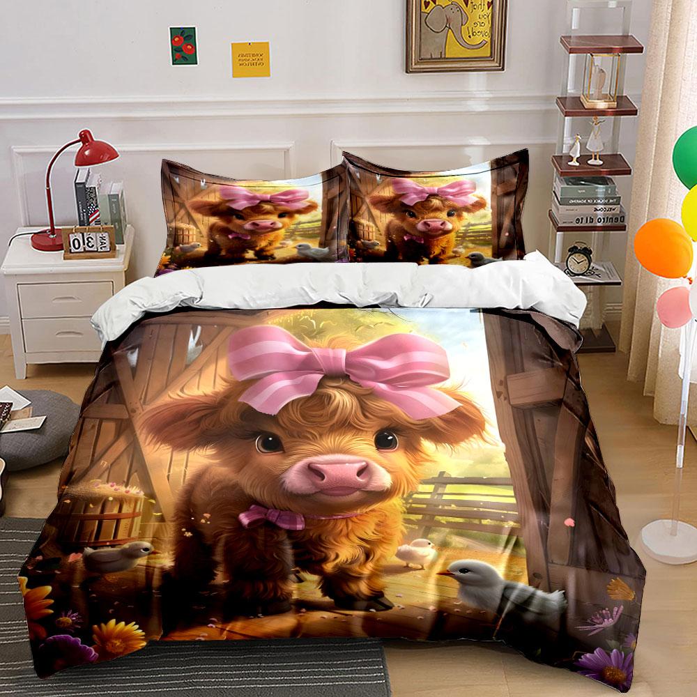 "Charming calf barnyard bliss" Bedding sets Duvet covers Pillowcases(1* Duvet Cover 2* Pillowcases without duvet insert)