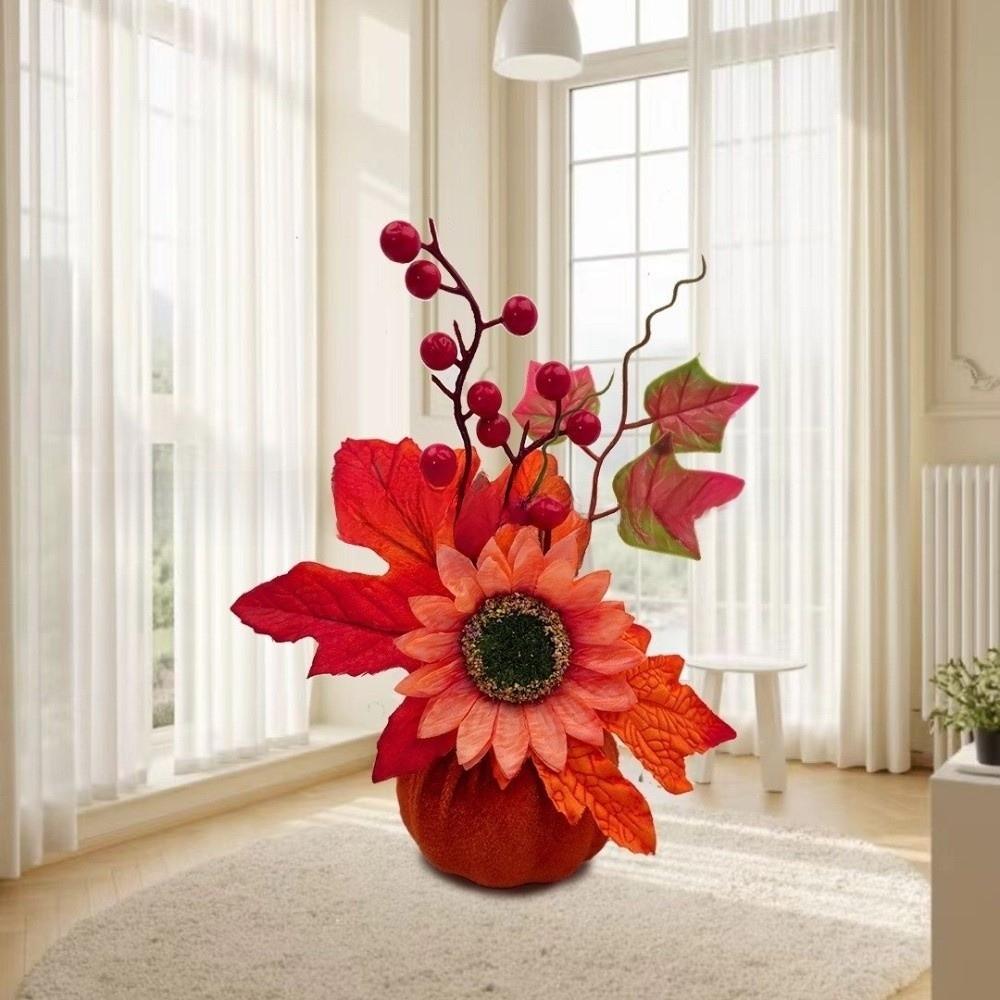 DIY Artificial Pumpkin Flower Bonsai Style Autumn Harvest Decoration  Office Desktop