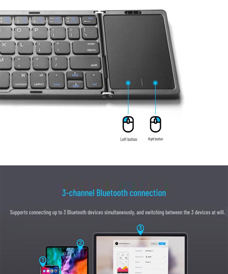 Беспроводная Bluetooth-клавиатура с тачпадом, Русско-испанская, Совместима с телефонами, планшетами, ноутбуками