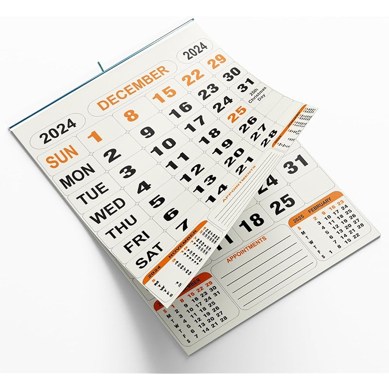 AccuPrints 2025, 14 by 20 inch Offices Wall Calendar Large Dates with Space for Marks/Notes