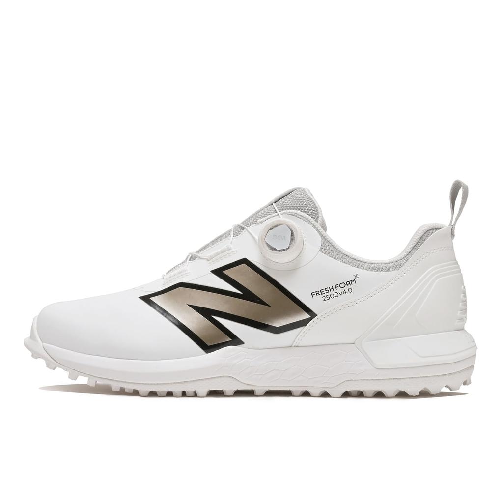 New Balance UGS2500 Spikeless Golf BOA Fresh and Size D 2E Shoes, Foam, Men's Women's, (White/Gold), 27.5 Cm,