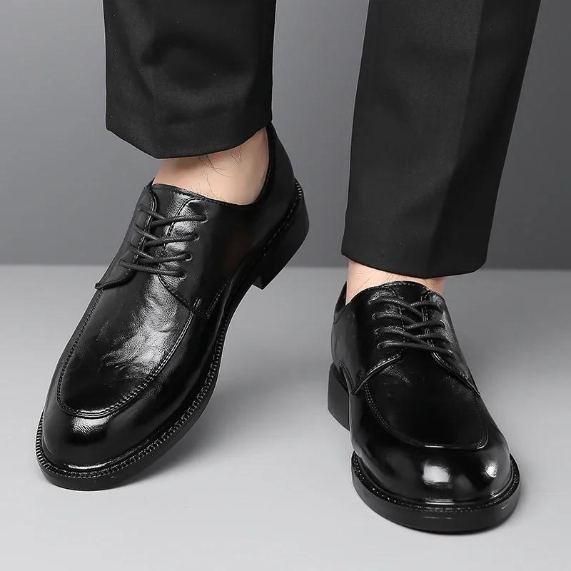 Модные мужские деловые туфли в классическом стиле из натуральной кожи, оксфорды на шнуровке, черные, коричневые, для свадьбы, формальные туфли для мужчин, новые