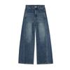 High-Waisted, Casual, Retro Blue Wide-Leg Pants for Women, Autumn Straight-Leg, Loose-Fitting, Hip-Covering, Loose-Fitting, Floor-Length Jeans