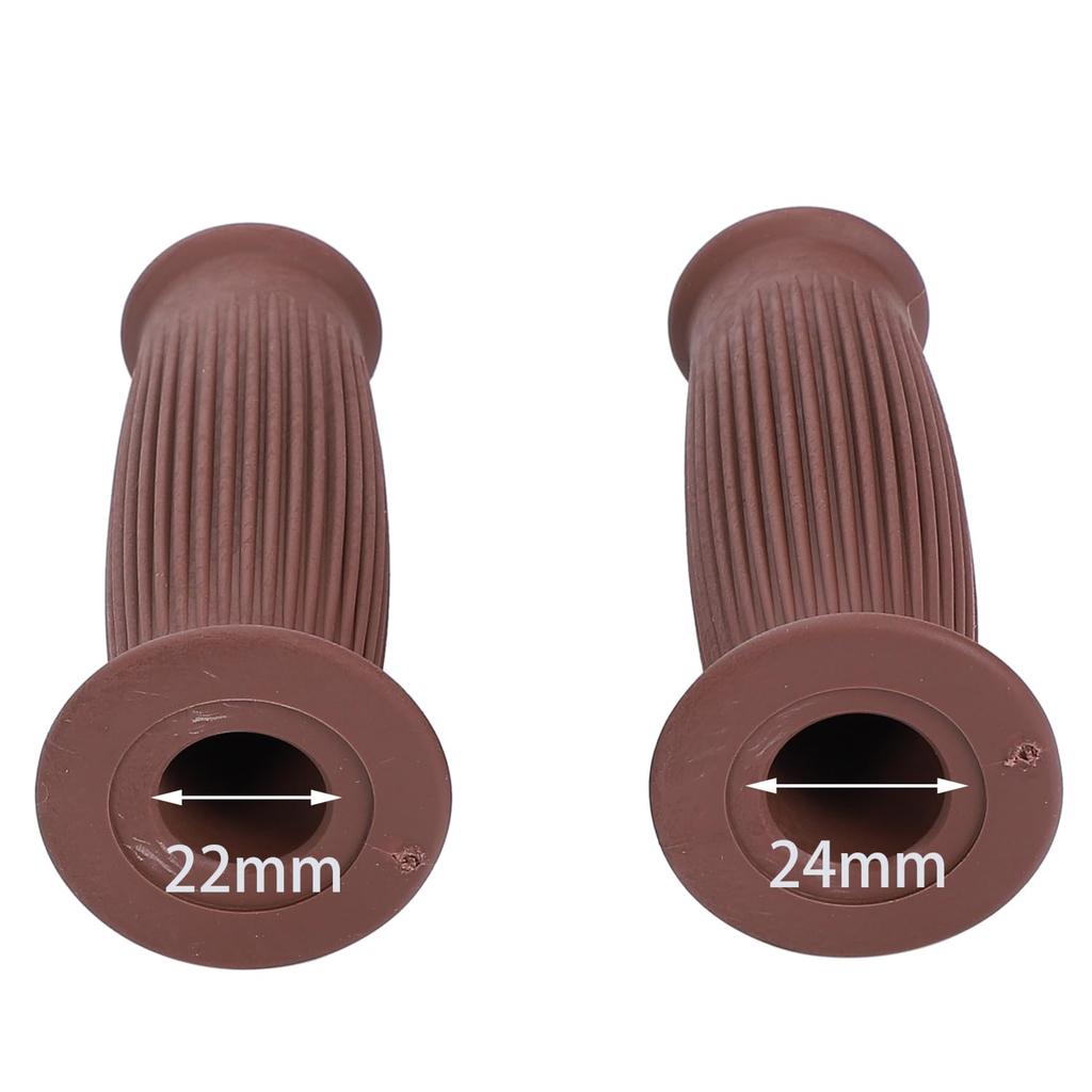 Nakira Мотоциклетная ручка Мопед Ручка Бочкообразная 0,9 дюйма (22,2 мм) Левый и правый комплект резиновый F-типа (коричневый)