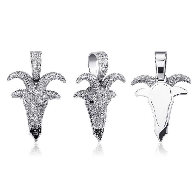 New European and American Pendant Micro Inlaid Zircon Goat Head Trendy Personalized Necklace Accessory