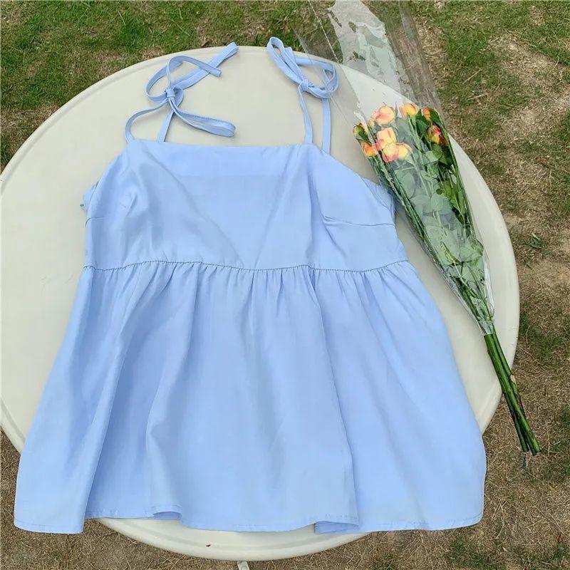 2023 Новый однотонный топ без рукавов, женская летняя майка с рюшами и дизайном, темпераментная майка
