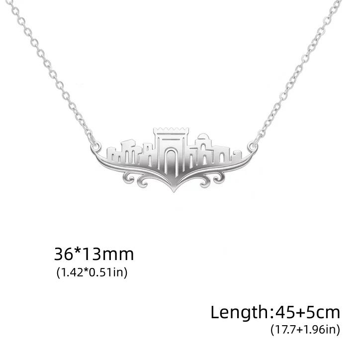 New Arrival Stainless Steel Jerusalem Castle Cityscape Necklace Vintage Temple Outline Choker for Women Religious Jewelry