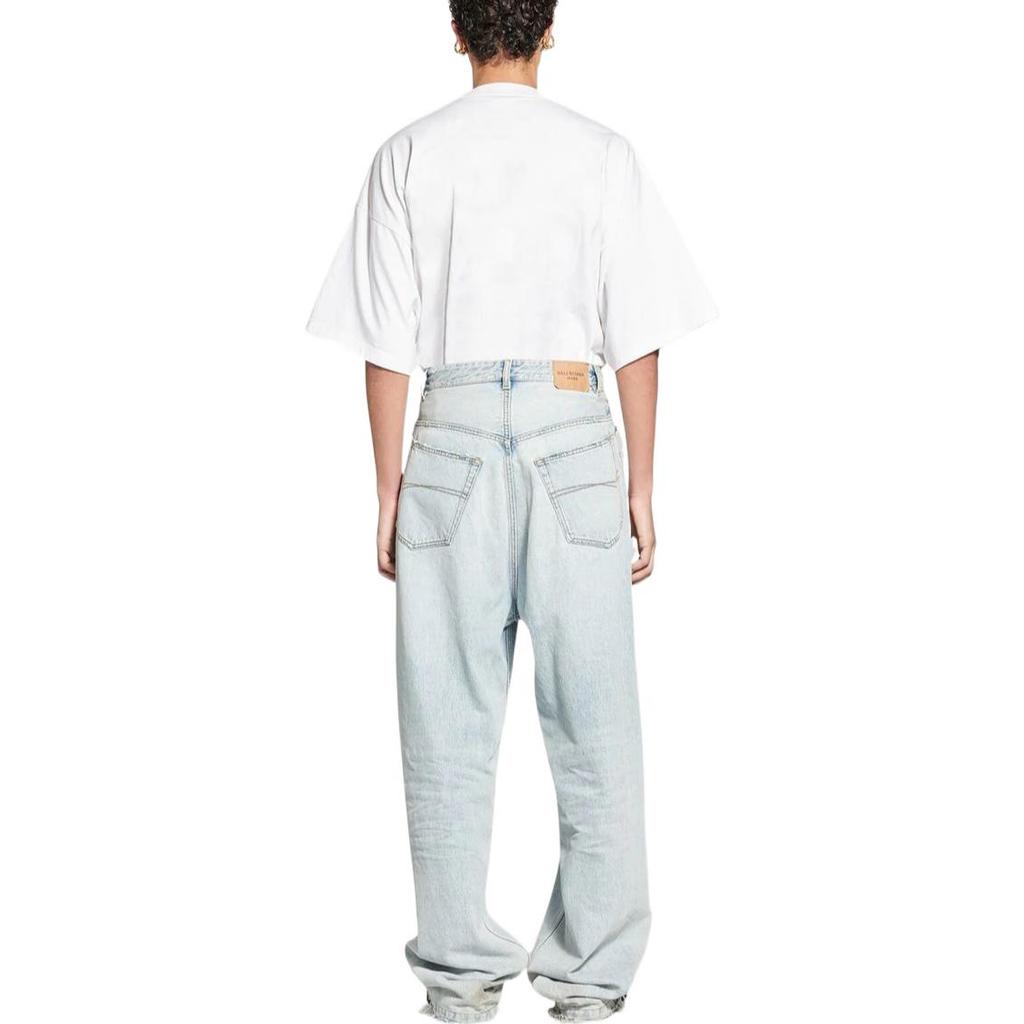 Balenciaga Jeans Men's Blue Moderate Wide Leg Pants 704282TDW144824