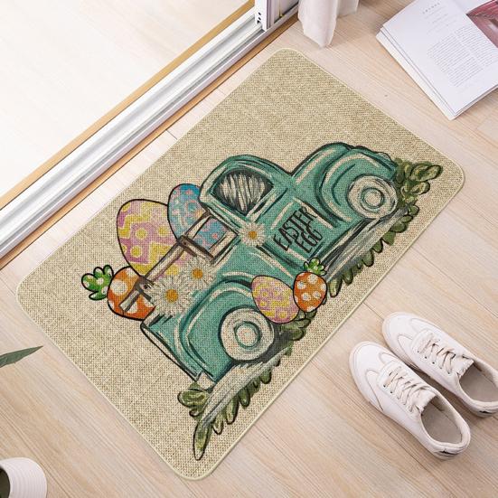 Декоративный напольный коврик с изображением пасхального кролика, влагостойкий нескользящий моющийся приветственный коврик для передней двери