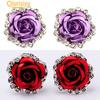 Серьги-гвоздики с цветком розы и стразами для женщин, ювелирные изделия для пирсинга, очаровательный подарок