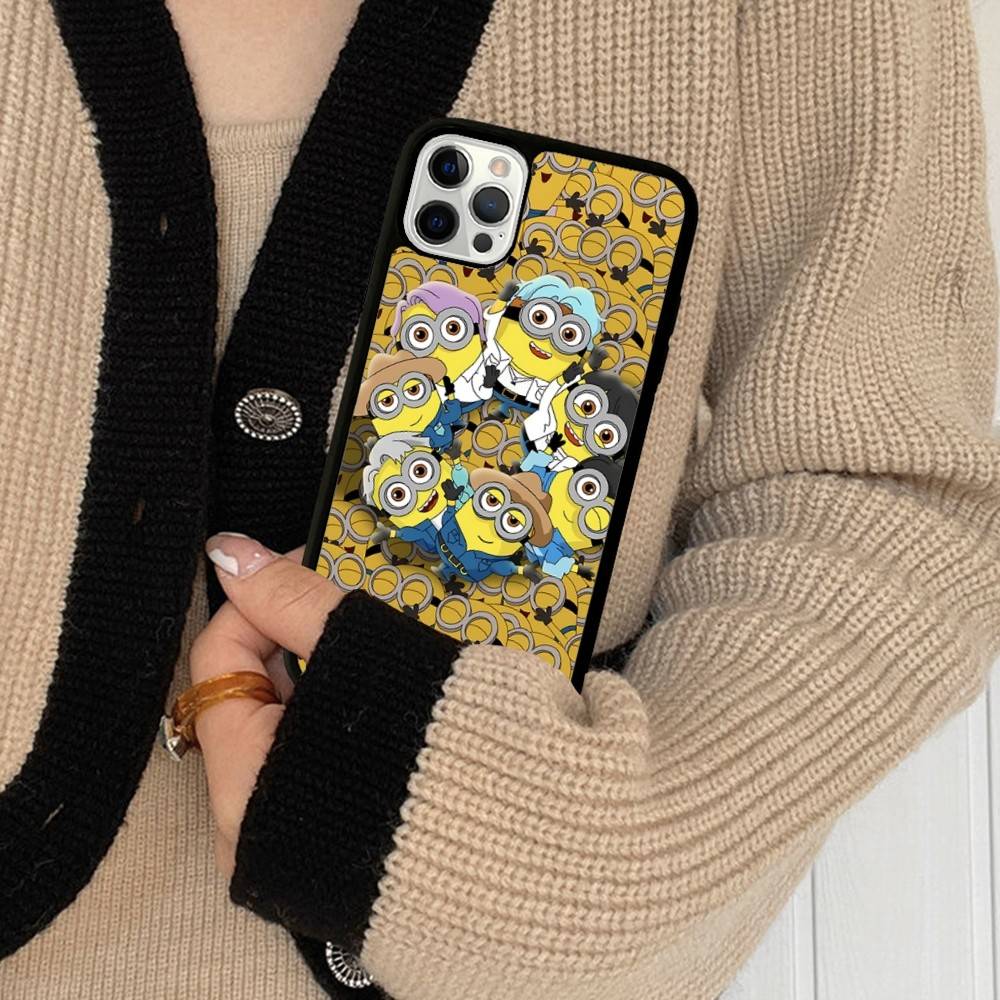 Cartoon Anime Yellow M-Minions Phone Case For IPhone 17 16 15 14 13 Plus 12 11 Pro Max PC+TPU Cases Back Cover