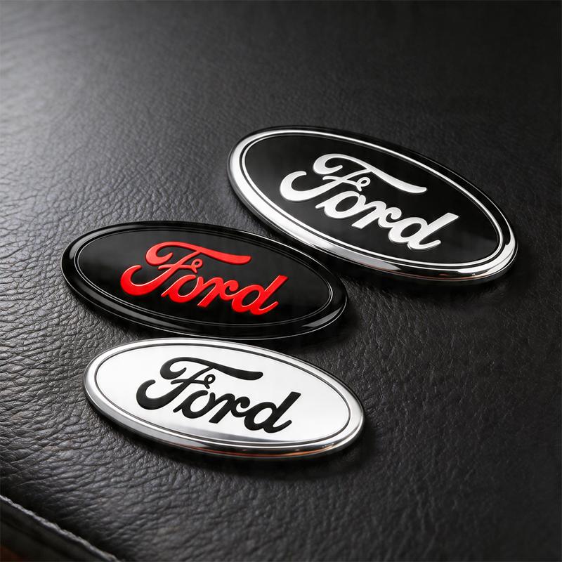 KLYA1 17.5cm Aluminum Overlay Emblem For Ford Focus Mk2 Front Grille Badge Fiesta Mk7 Ranger Mondeo Mk4 Hood Trunk Auto Accessories
