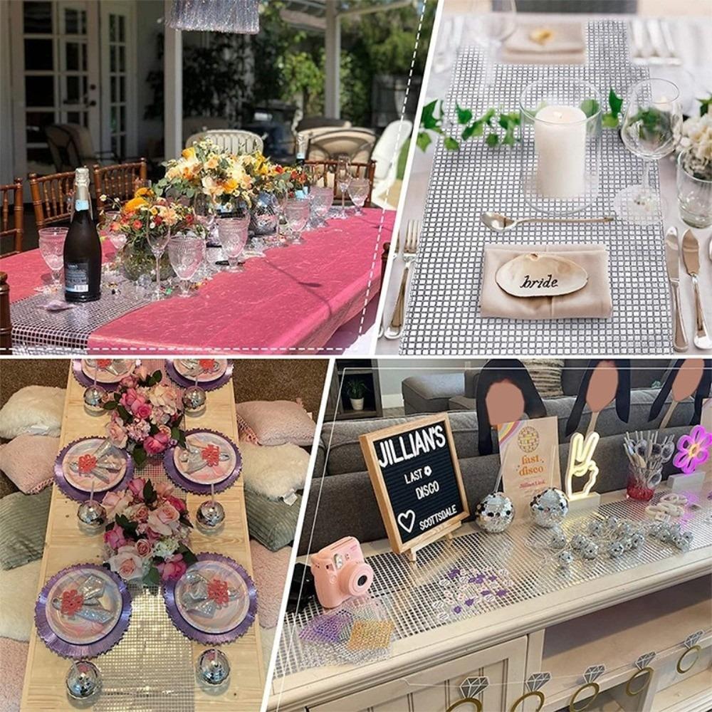 30*120cm Table Cover Mirror Glitter Sequin Tablecloth Table Runner Festival Supplies