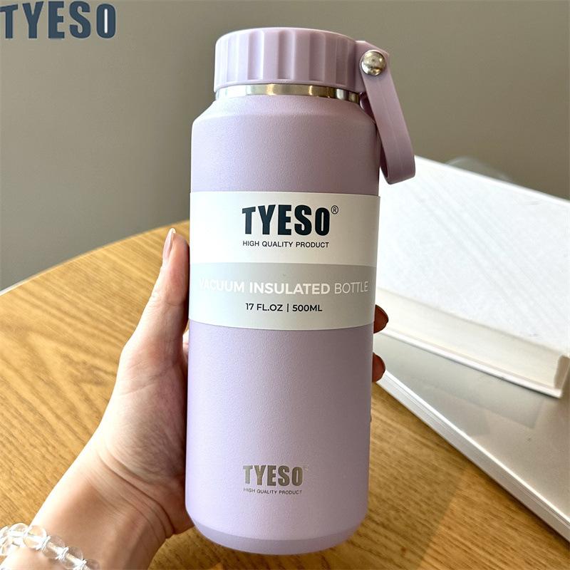 Спортивная бутылка для воды Tyeso большой емкости с термосом и удобной чашкой для мужчин и женщин с ручкой, переносная дорожная кружка для питья