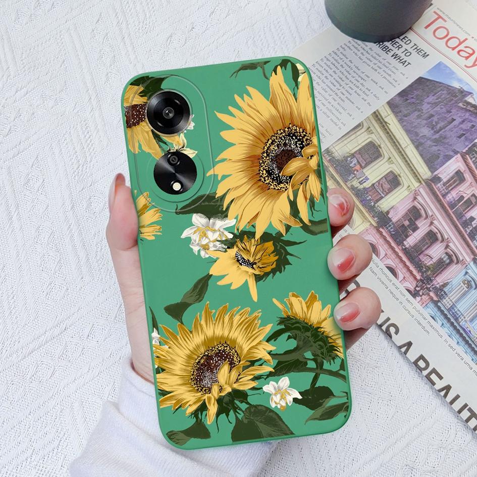 Красивый чехол для телефона с подсолнухом для Oppo A11 A1K A1 A7 A15 A55 A35 A52, квадратный жидкий силикон, высококачественный чехол с защитой от отпечатков пальцев для Oppo