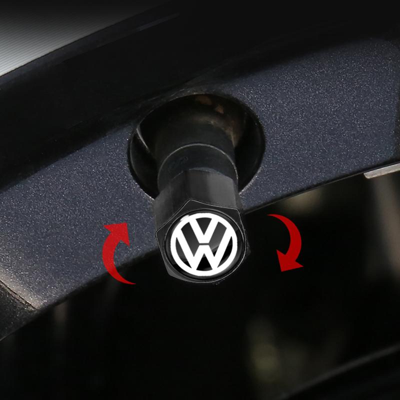 VEMZG1 5Pcs Metal Wheel Air Valve Covers Tire Valve Stem Caps with Keychain for VW CC Golf 6 7 GTI Tiguan B5 B6 B7 MK5 Passat OEM 3B7