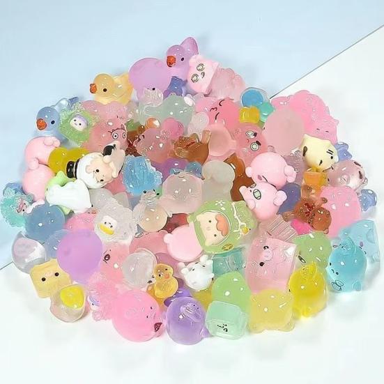 50/100 шт. Мини-фигурки животных, светящиеся в темноте, украшения из смолы, крошечные кролики, динозавры, миниатюрные украшения для сада, микроландшафтные поделки своими руками