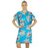 Women Cotton Kaftan Bridesmaid Short Blue Floral Caftan
