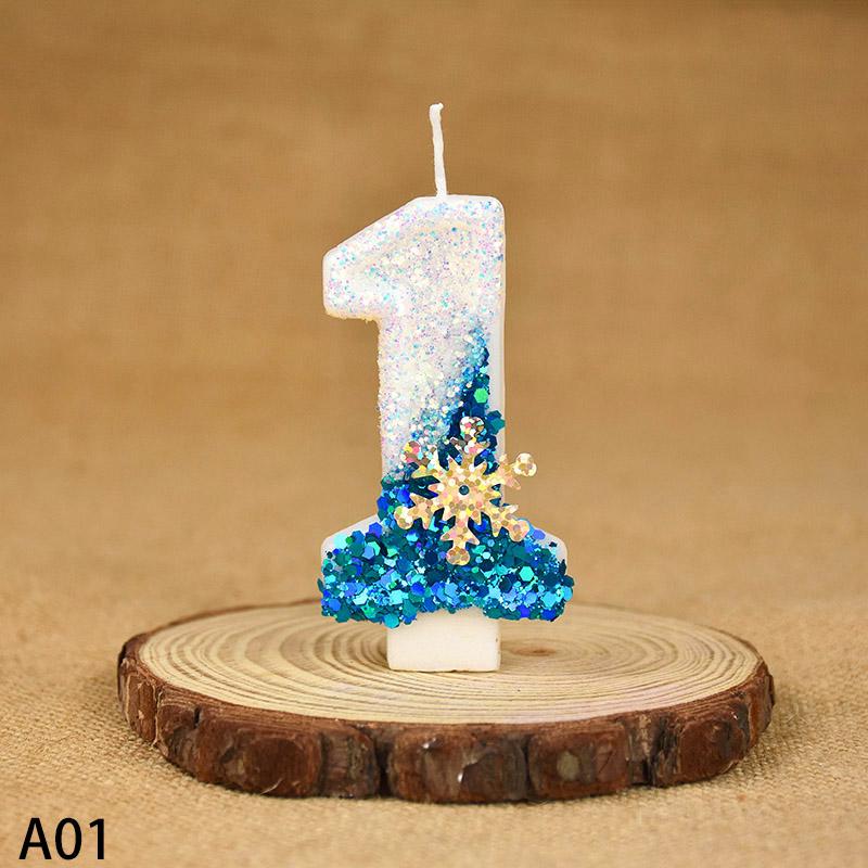 Тема Снежинки Льда 0-9 Свеча-цифра Украшение для торта Принцесса Топперы для торта на день рождения Украшение для торта на свадебную вечеринку Рождественские принадлежности