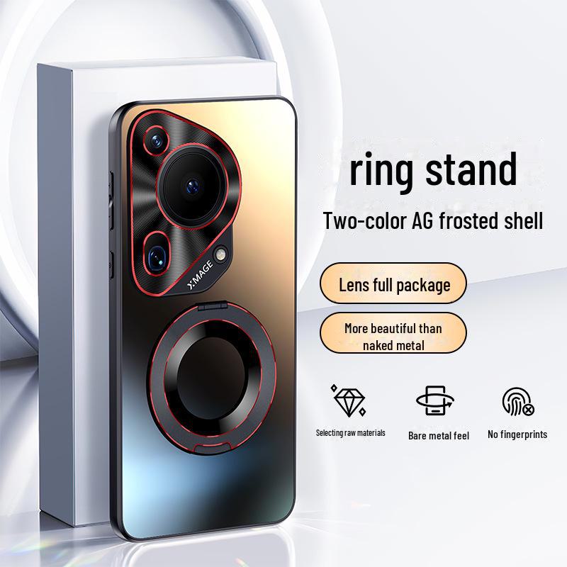 Чехол-кронштейн Huawei Pura 70 Ultra Magnetic, двухцветный AG матовый, противоударный, модный, для мобильного телефона P70Pro+