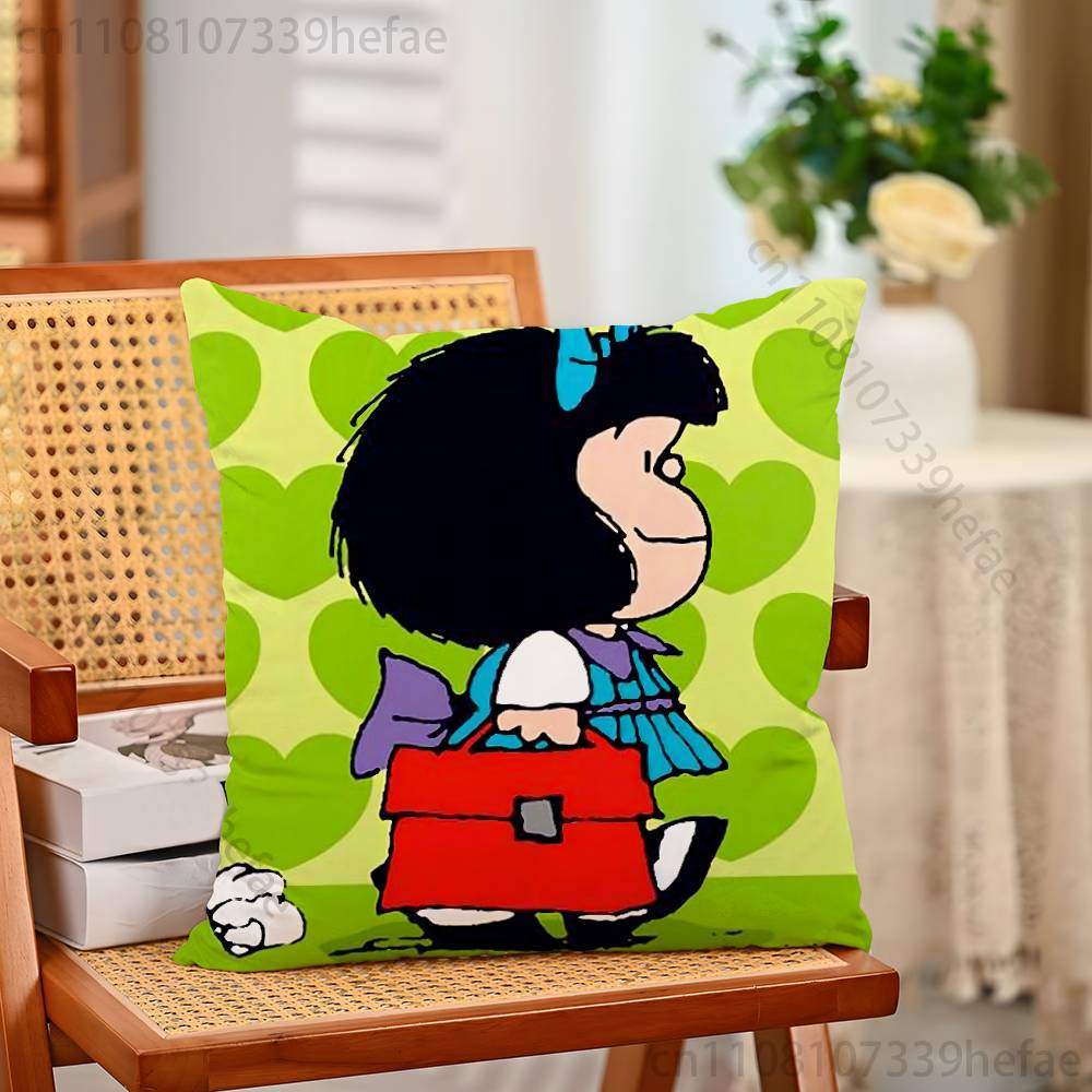 Cartoon MMafalda Cute Print Polyester Pillow Case for Valentine gift Home Sofa Cushion Cover Decoration Custom