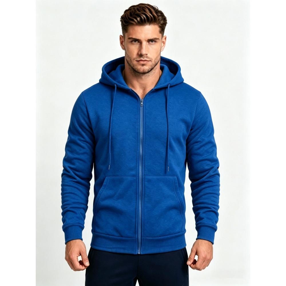 Men's Hoodie, Spring and Autumn Fashion Zipper Cardigan, Men's Solid Color Zipper Cardigan, Hooded Sweatshirt Jacket