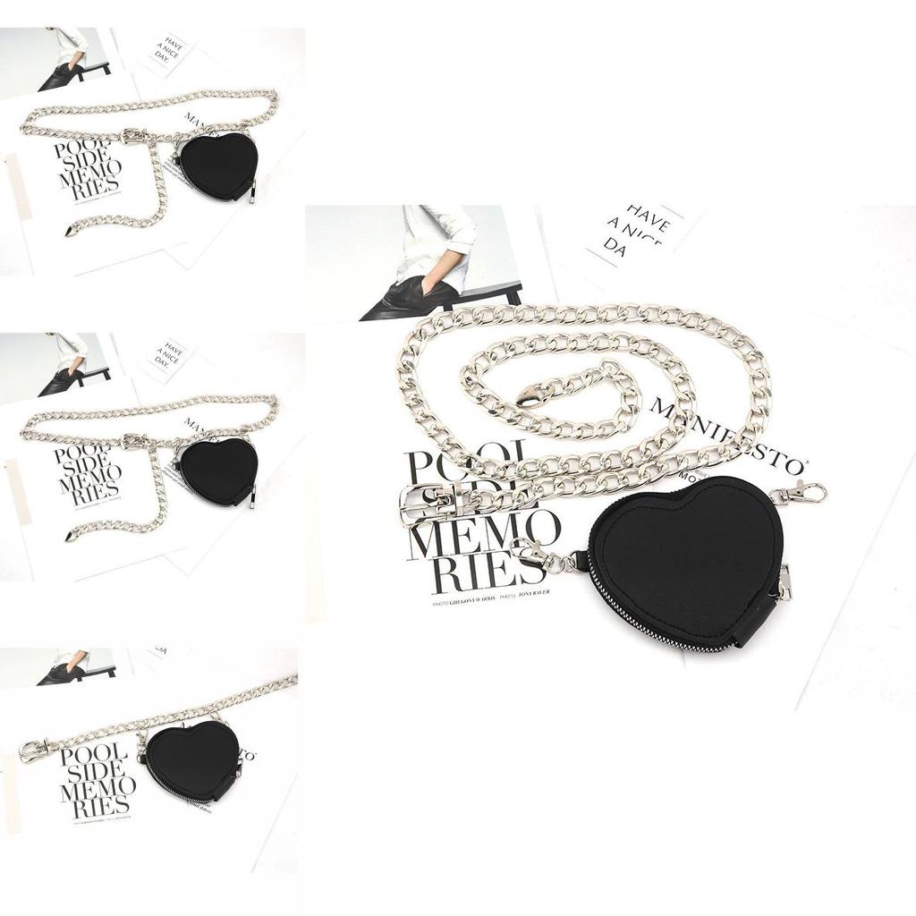 Fashion Metal Women Waist Chain With Detachable Heart Shaped Bag Pendant For Outdoor Wear