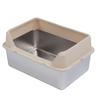 Stainless Steel Cat Litter Box Anti Splashing Top Entry Large High Sided Kitty Litter Pan with Scoop for NaBig Cat