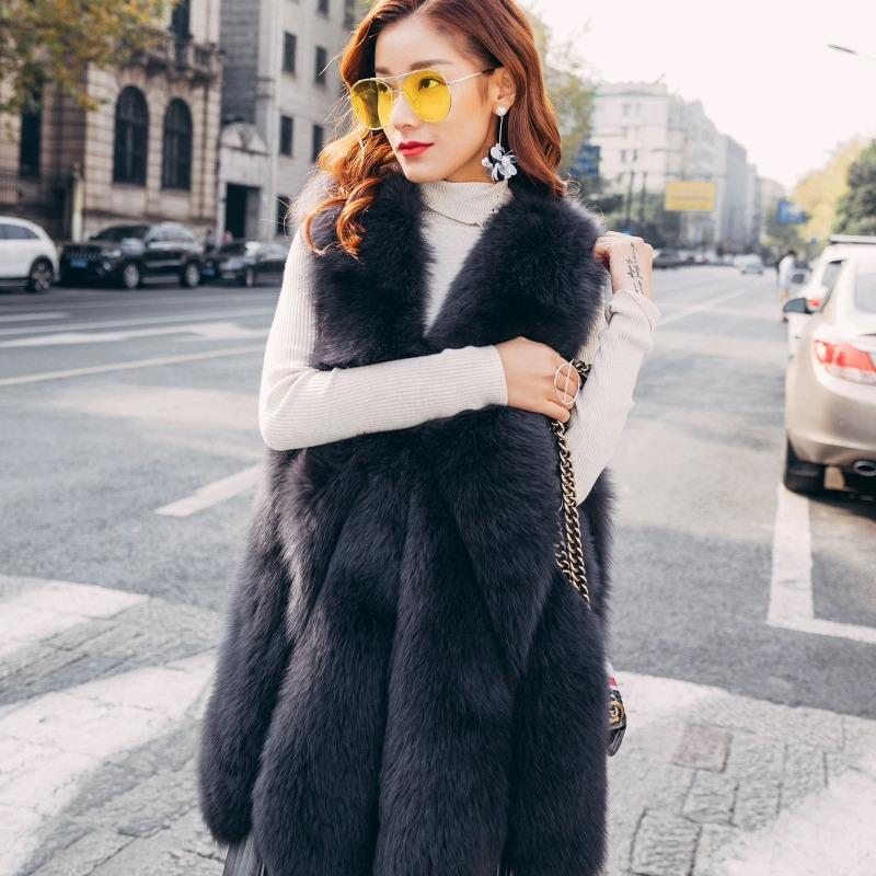 Меховой женский жилет из искусственного меха новый жилет из искусственного лисьего меха жилет из искусственного меха женская куртка средней длины