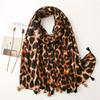 Scarf Women's Spring and Autumn New Winter Foreign Style Fashion Shawl Versatile Leopard Print Dual-purpose Silk Scarf