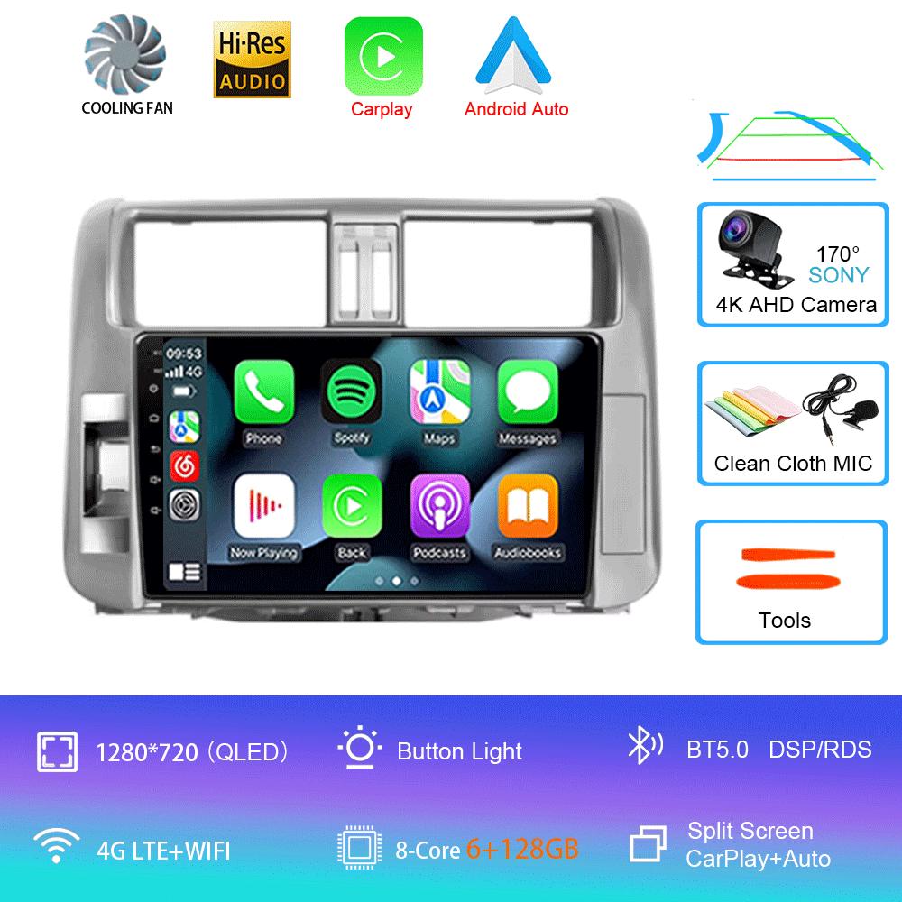 Car Radio Android 14 Carplay Auto For Toyota Land Cruiser Prado 150 2009 - 2013 Navigation GPS Multimedia Player Video Stereo BT