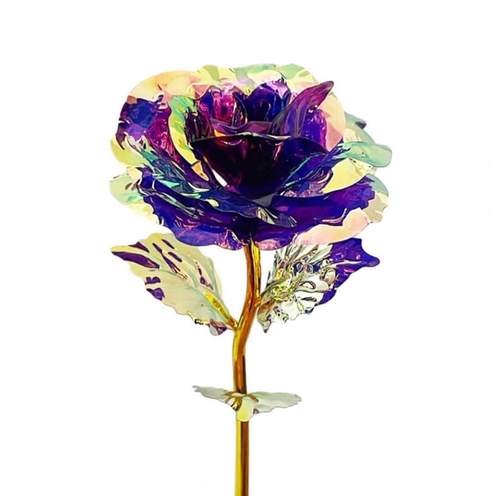 Artificial Rose Decorative Flower Stem Colorful Artificial Rainbow Rose with Led String Lights Forever Flower Gift for Women Mom