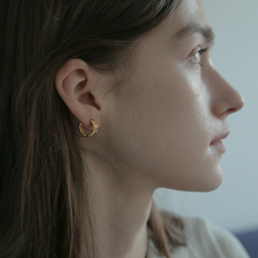 14K Gold-Filled Silver Angel Ring One-Touch Earrings