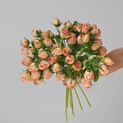 Стебель розы с обожженным краем - Декоративная искусственная сушеная роза для композиции в гостиной или на обеденном столе.