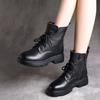 Winter Shoes Women Boots Round Toe Flats Black Leather Platform Boots for Women Snow Boots Women Winter 2024 Botas Mujer785
