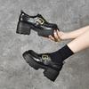 Platform Shoes Women's Autumn and Winter Square Buckle Waterproof Table Muffin and One-pedal Single Shoes Four-season Shoes