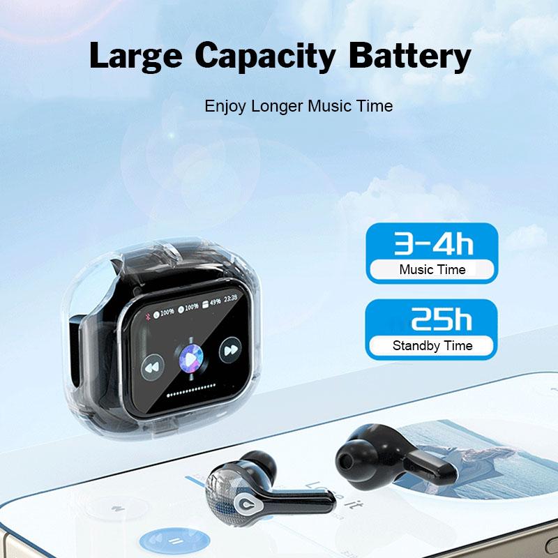 Умные беспроводные наушники с сенсорным экраном, низкая задержка, Hi-Fi стереогарнитура для музыки, цифровой дисплей, шумоподавление, наушники с микрофоном