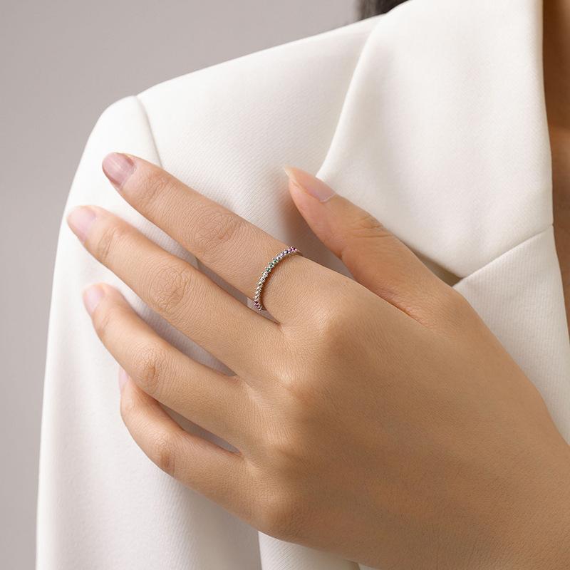 Tancise Classic 925 Sterling Silver Zircon Ring Ladies Jewelry Wedding Promise Party Gift