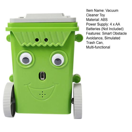 Имитация мусорного ведра, пылесос, умное объезжание препятствий, электрическая мультяшная игрушка-робот, мини-настольный очиститель с батарейным питанием