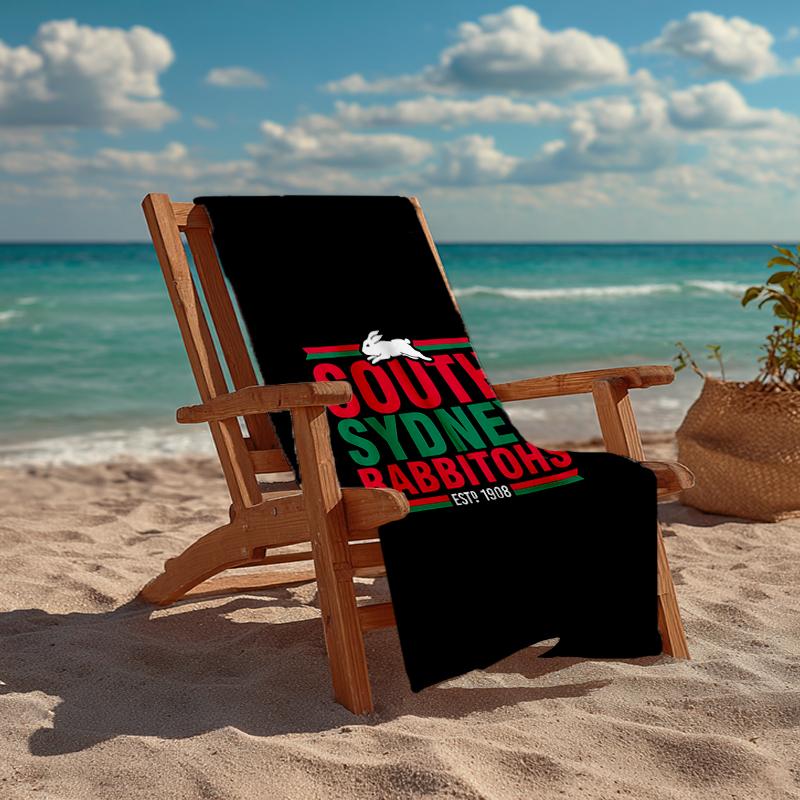 South Sydney Rabbitohs Fashion Beach Towel: Ideal for Summer Adventures Soft, absorbent and quick drying suitable for swimming and bathing