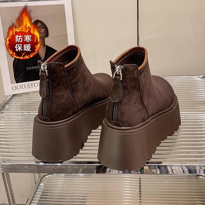 Women's shoes short boots 2025 winter explosion velvet short tube muffin platform casual Martin Birkenstocks