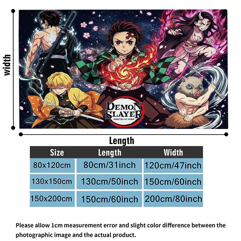 Demon Slayer Anime Print Flannel Blanket High Quality Warm Comfortable Cover for All Seasons Perfect for Gifts Home Decor