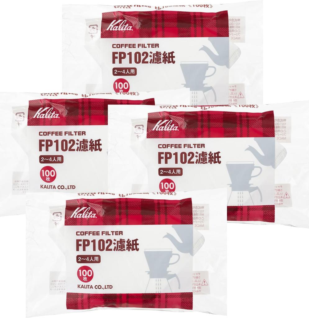 Kalita Кофейные фильтры, Фильтровальная бумага FP102, На 2-4 порции, 100 листов фильтра, Белый, №13127, Упаковка 4 шт.