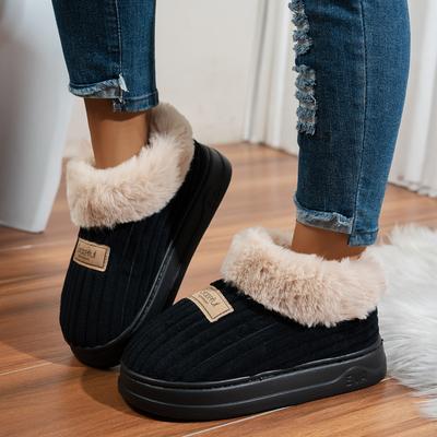 Осенне-зимние хлопковые туфли, мужские и женские, на толстой подошве, для дома, для улицы, с вельветовой подкладкой, плюшевые тапочки