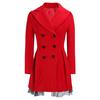 Women Flare Double Breasted Trench Jacket Ladies Long Lapel Outwear Peacoat