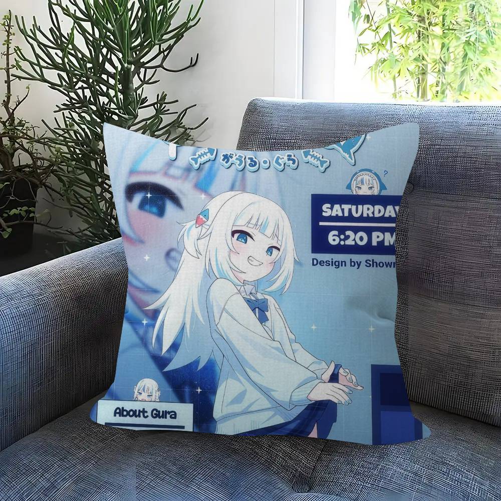 Anime Gawr cute Gura Personalized Pillow Cover Kids Bedroom Wild Party Decor Pillowcase kid Birthday shower Gift