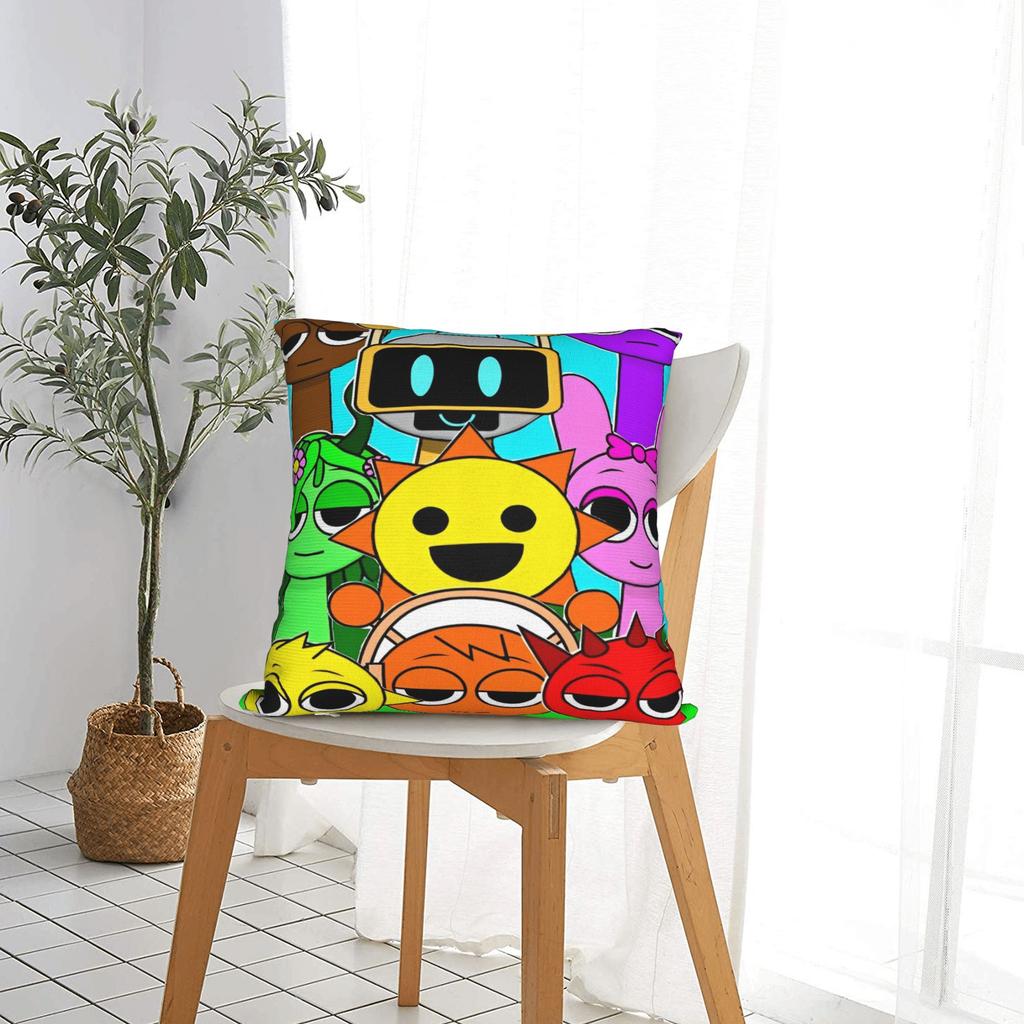 Sprunki Characters Game Pillowcase Polyester Cushion Cover Gift  Throw Pillow Case Cover Seater Zippered 40X40cm