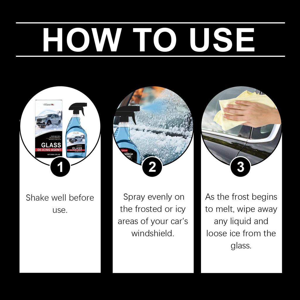 Hikmarion Fast-Acting Ice Melting Spay For Windshields; Car Deicer; Windshield Deicer,Car Window Deicing And Anti-fog Mild 355ml