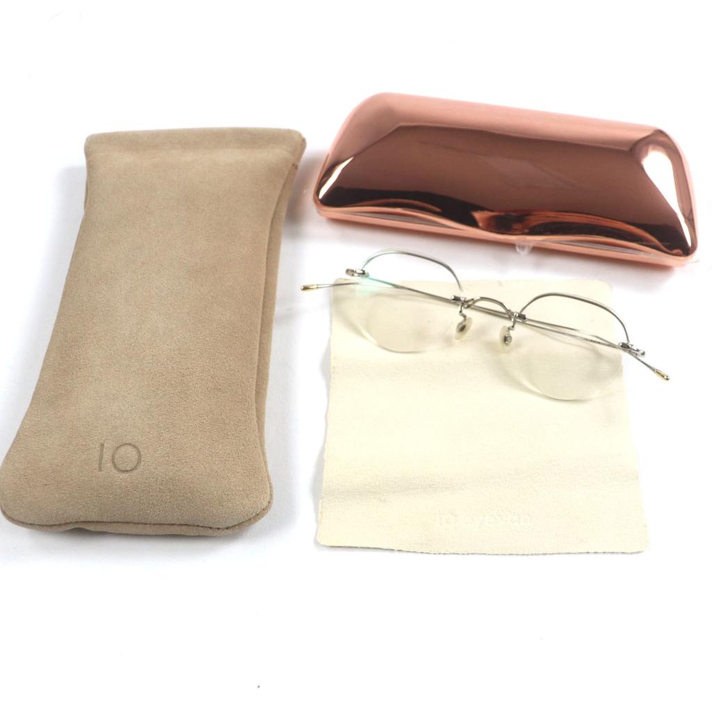 Excellent 10 eyevan Glasses no.6 2 44-1G Silver gold 18K mens Used